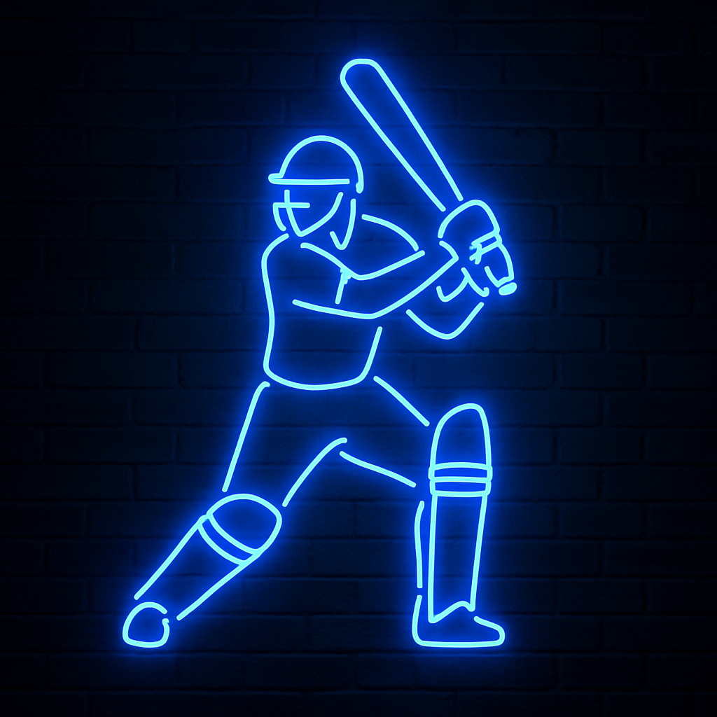 Custom Neon Light Sign Blue Cricket Theme