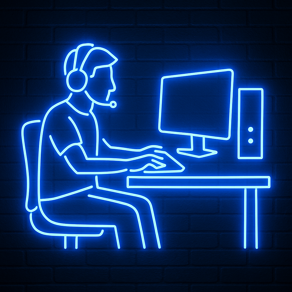 Custom Neon Light Sign Blue Study Design