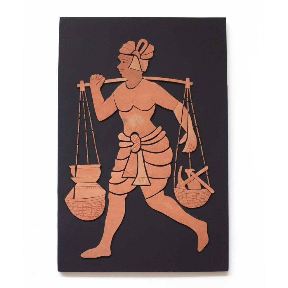 Handcrafted Indian wall art panel illustrating rural livelihood, traditional folk decor piece.