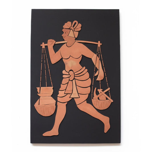 Handcrafted Indian wall art panel illustrating rural livelihood, traditional folk decor piece.