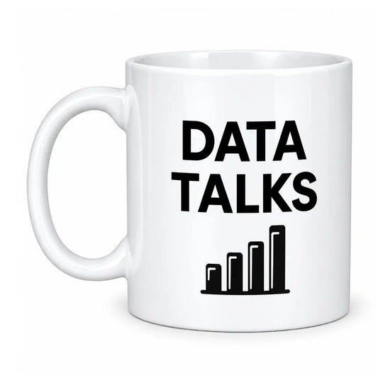 Start your deep dive with the custom data talks analyst coffee mug. Featuring a glossy white finish, bold text, and a bar chart graphic. Free shipping!