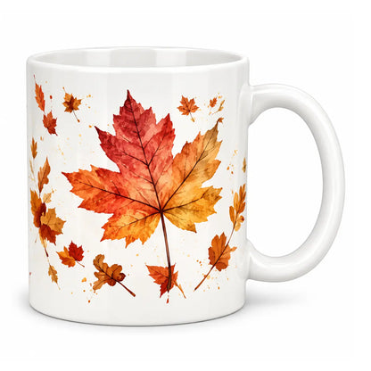 Sip your favorite warm drinks with our custom watercolor maple leaf fall coffee mug. Vibrant autumn foliage on glossy ceramic[cite: 12]. Free shipping!