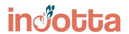 Incotta official brand logo in coral orange featuring a stylized teal peacock emblem, representing premium custom wall art and personalized apparel.