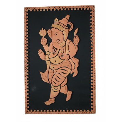 Traditional Indian Ganesha wall hanging crafted in folk art style, spiritual home decor panel.