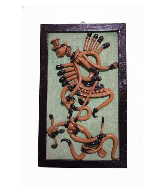 Handmade Indian tribal dancer wall art, traditional folk decor for living room or hallway walls.