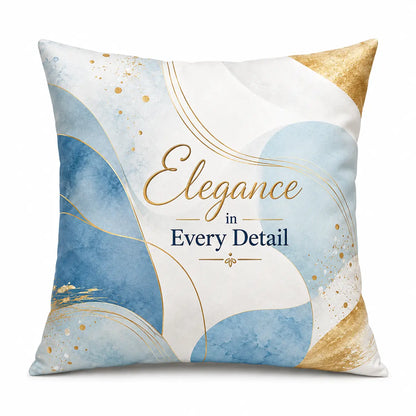 Enhance your decor with this personalized abstract blue and gold marble throw pillow cover. Features fluid modern art with metallic gold accents. Free shipping!