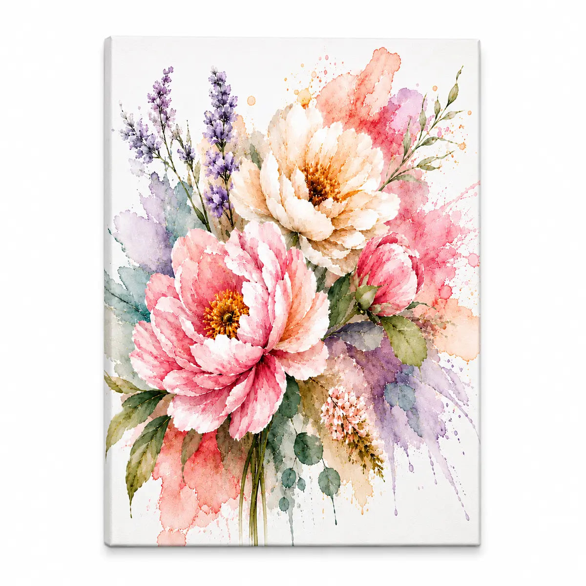 Adorn your home with this personalized watercolor pink peony floral canvas wall art featuring blush blooms and lavender sprigs. Free shipping!