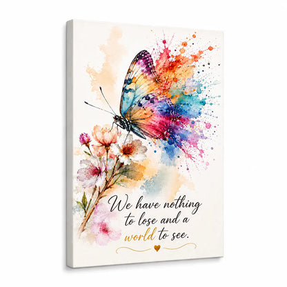 Enhance your decor with our personalized watercolor butterfly canvas wall art. Featuring a vibrant abstract paint splatter and delicate cherry blossoms. Free shipping!