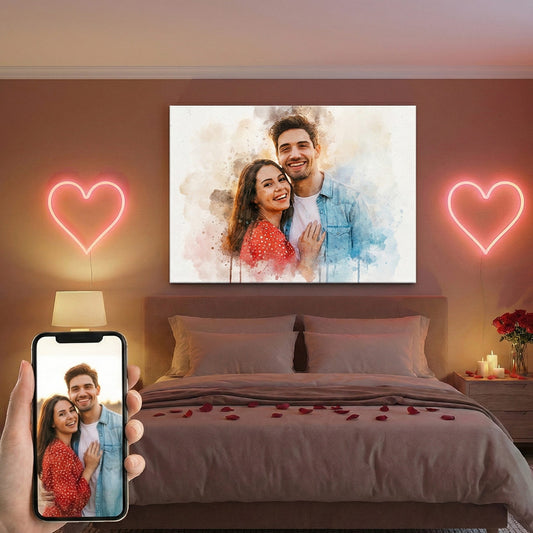 Turn Your Love Story Into Art – Custom Watercolor Canvas