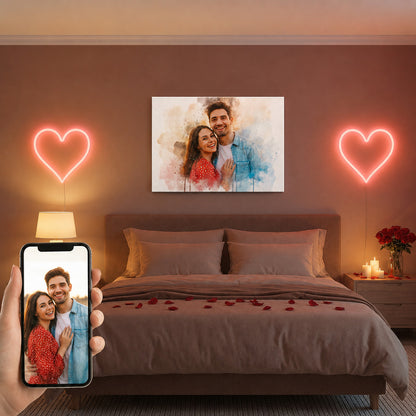Turn Your Love Story Into Art: Custom Watercolor Canvas Print